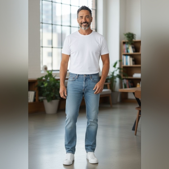 Levis  Mens 505 Jeans 38x30 Blue Denim Straight Leg,Red Tag Vintage, Medium Wash - Picture 8 of 10